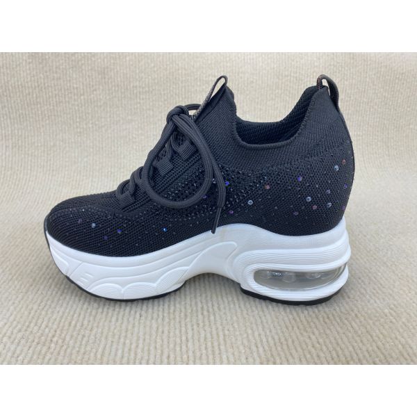 Bling Crystal Platform Loafers Black