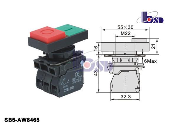 Two Head Push Button Switch SB5 Series Pilot Light With Led Lamp 220v