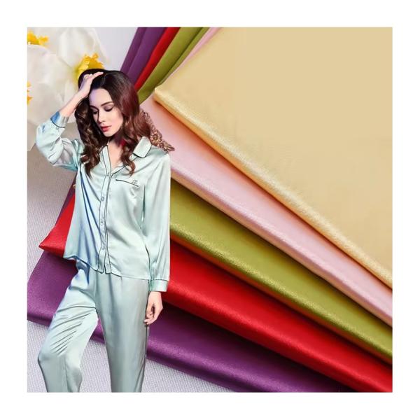 Recycled Fast Delivery High Quality Elasticity Light 100%  Polyester Satin Recycled Fabric for Women's Clothing Blinds Bedding