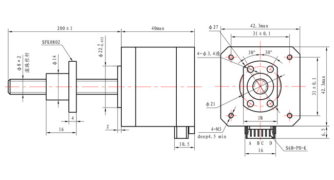 ISO CE NEMA 17 Tr8*2 450mN.M мотора винта шарика Stepper двухфазовый