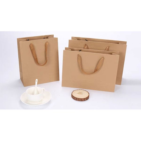 Recyclable Kraft Apparel Cardboard Shopping Bag Brown Takeaway Bag