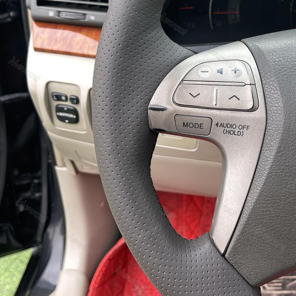 Hand Sewing PU Leather Grey DIY Steering Wheel Cover For Toyota Highlander Camry Isis Mark X Zio Premio Noah Previa 2006-2015