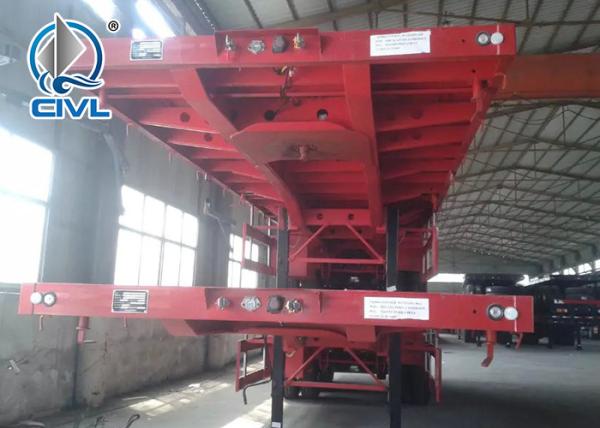 3 Axle Flatbed Semi Trailer With 28T Single Speed Leg  And Guangdong Fuwa Brand Axles Demission Is 12400X2450X1280mm