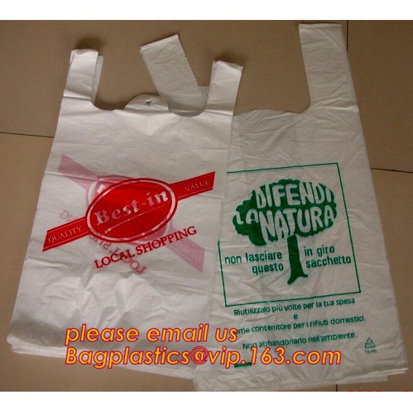 T-Shirt Carry-Out Shopping Plastic Bags Most Popular Supermarket Size,Merchandise Bags Multi-Use Medium Size, Blue Plain