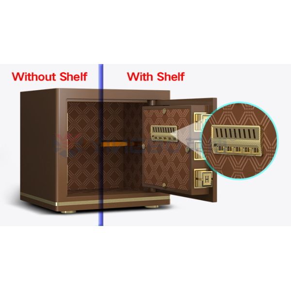 Coffee Solid Steel Office Safe Box Dual Alarm Fingerprint Safe Box Small Safe