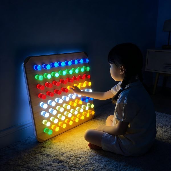 Sensory LED Activity Light Panel with Colourful Pegs – Interactive DIY Play Wall for Children
