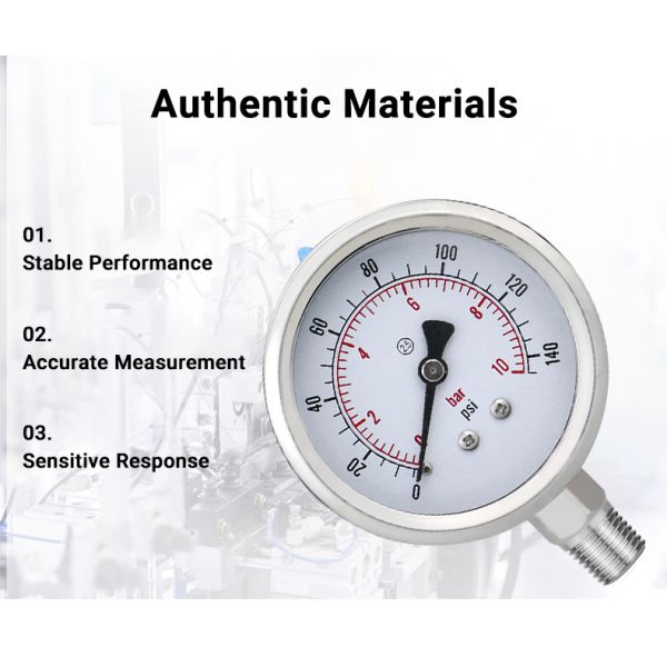 16bar 2.5-inch NPT1/4 Thread Connection 304ss Stainless Steel Pressure Gauges for Outlet