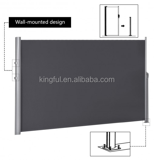 Grey Aluminum 200*300cm Retractable Side Shade Awning for Outside Garden and Patio