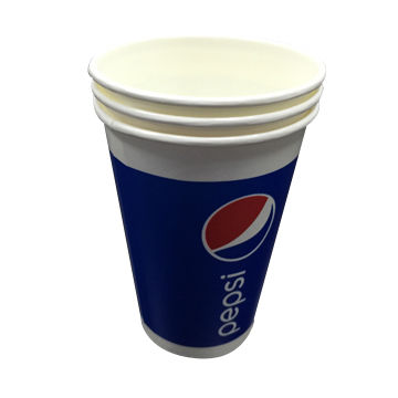 Customized 10oz Pepsi Cola Paper Cold Cups With Plastic Flat Lid To Match