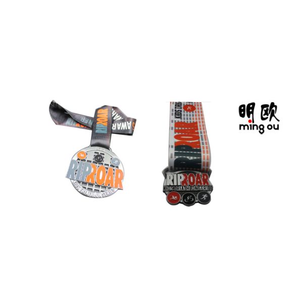 Rip Roar Soft Enamel Sport Custom Award Medals For Swimming / Running / Racing