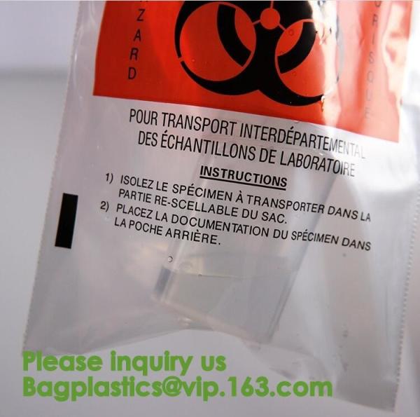 Reusable Resealable Biohazard Specimen Bags, Laboratory Sample Bag, Zip lockk, Outside Pocket Paperwork Pouch