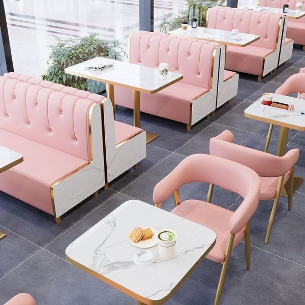Hot Sale Cafe Marble Restaurant Coffee Shop Sofa and Booth Seating Chair and Table Set Furniture for Coffee Shop