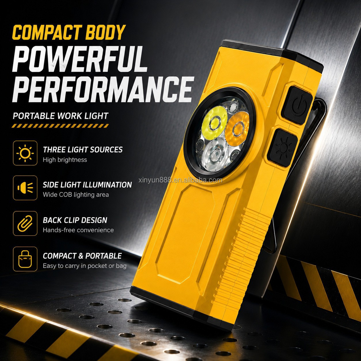 Cross-border New LED Super Bright Keychain Light Magnetic Charging Warning Flashlight Mini Auto Repair Maintenance Work Lamp