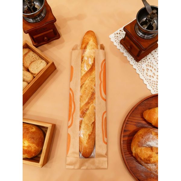 Window Flat Satchel Bag kraft bread bags with transparent window designed for bakery packaging and sustainable recycling