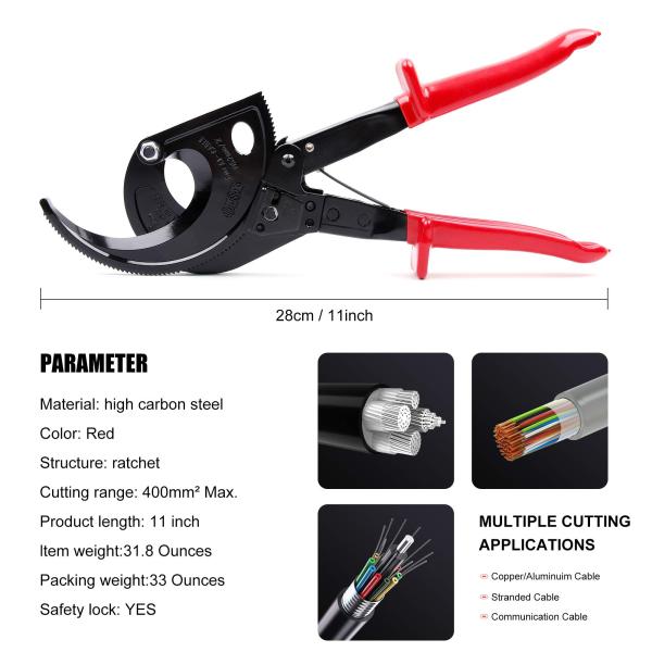 Alloy Portable Hand Ratchet Cutters , Durable Ratchet Cable Cutter 400mm