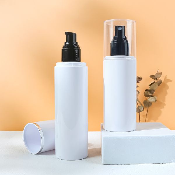 Custom White PET Plastic Spray Bottle with Replaceable Pump and Luxury Cap Options in Custom Colors