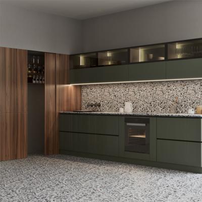 Mobília impermeável da cozinha para armários de cozinha do PVC da cor verde do apartamento