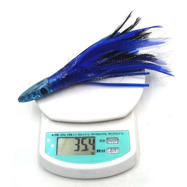 Resin head soft octopus skirt With feather bait tuna sea trolling fishing lure 6.5 inch /35g