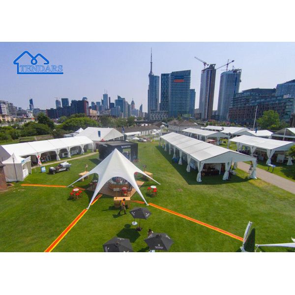 Wind-Resistant Cocktail Party Marquee Tents Galvanized Framework PVC Fabric Large Canopy Structure
