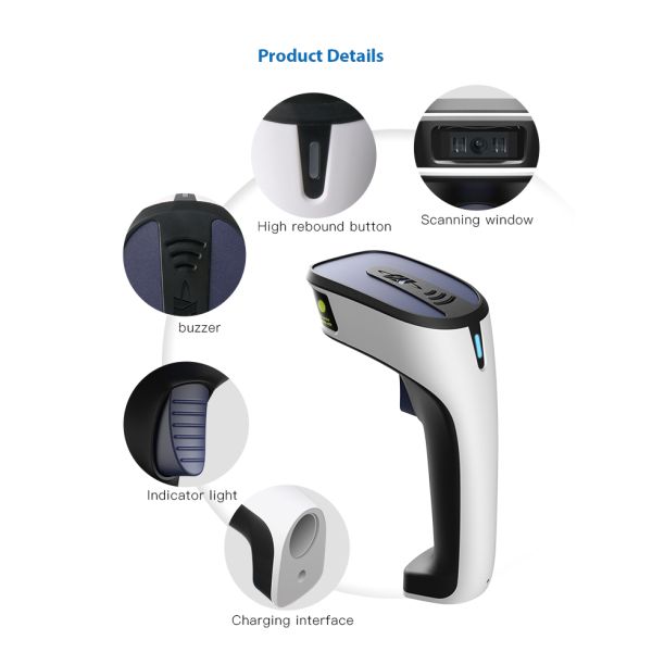 Wireless 1D Handheld Barcode Scanner Bluetooth 2.4G 3 In 1 2200mAh Battery Capacity DS5600B