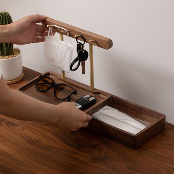 Solid wood key and accessories organizer  living room desktop  jewelry hook ornament Entryway organizer Wooden key storage