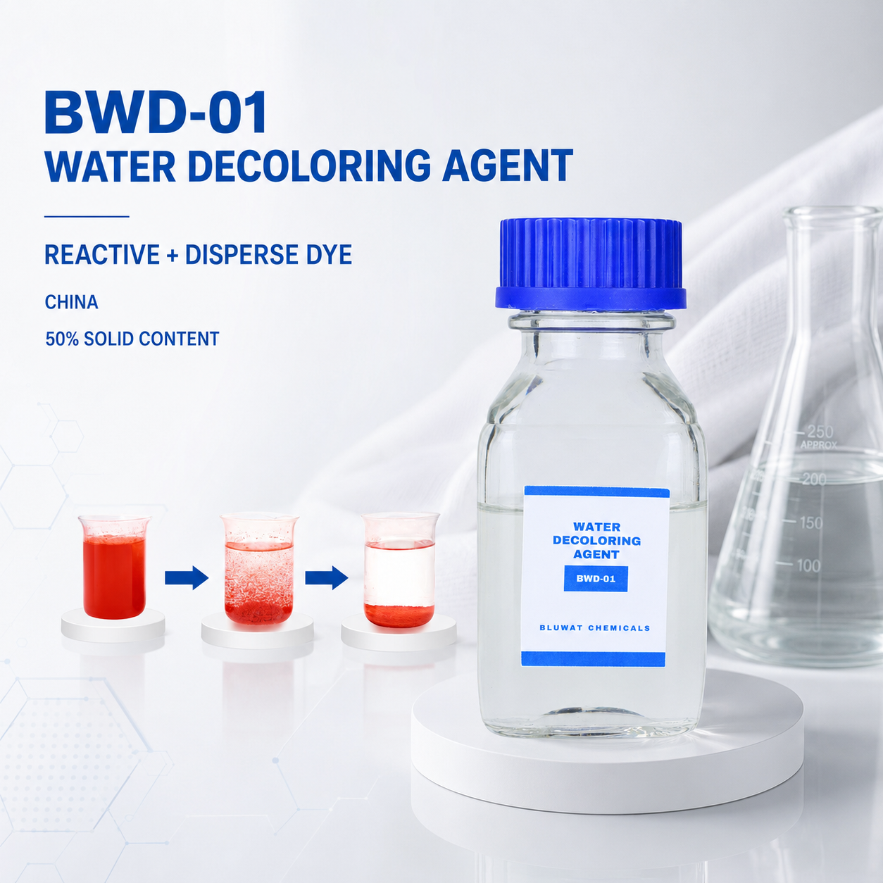 50% -55% Solid Content BWD-01 Water Decoloring Agent for Reactive and Disperse Dye Wastewater in China