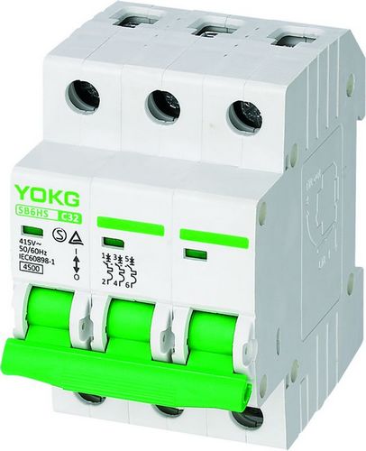 Тип тип 4.5KA MCB одиночной фазы SB6HS 230V 400V 10A 63A BCD потому что кривая c d