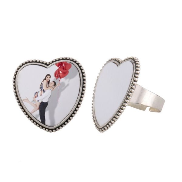 Heart Silver Sublimation Ring Blanks Custom Finger Ring Jewelry Women Gifts Promotion
