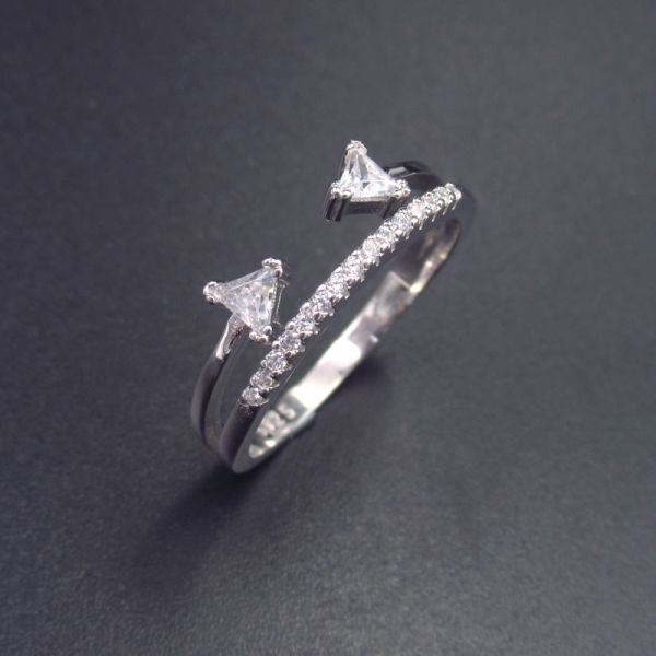 Crown White Gold Real 925 Silver Ring With CZ Plated Rhodium / Pure Silver Jewellery