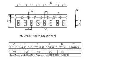 MELF103-3950 10Kohm High Temperature Resistant Surface Mount Thermistor Metal Electrode Leadless Face