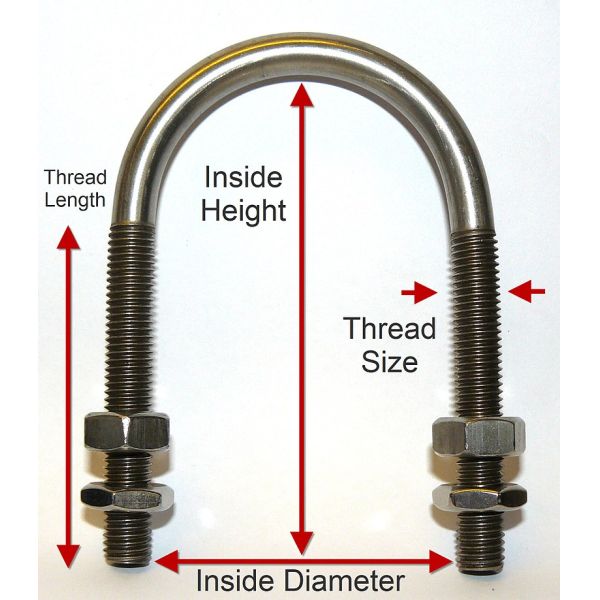 Automotive / Retail Metric 75mm M12 U Bolt , Zinc Plated U Bolts