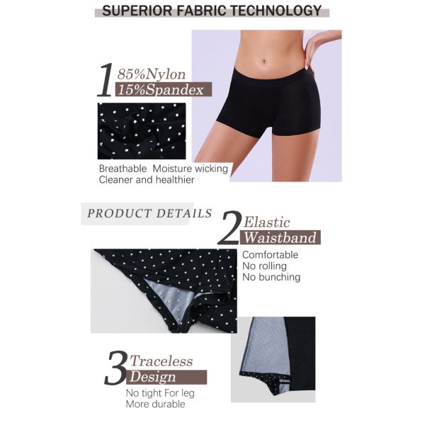 4 Layers Leak Period Proof Pants Shorts Sports Women Black Wave Point Heavy Flow Menstrual