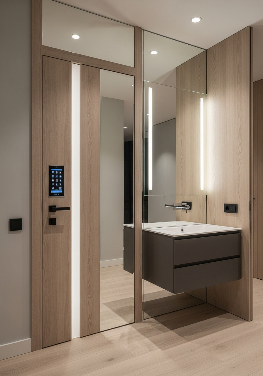 Mirror-Panel Entry System in 304 Stainless Steel with Pearl Nano-Coating