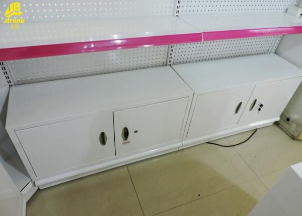 Wall Side Pharmacy Display Racks Metal Light Box 2200mm High Cream White Color