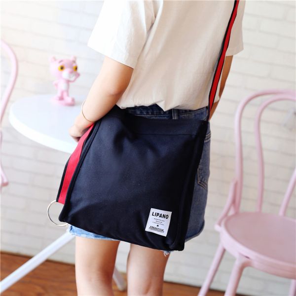 New canvas small ring shoulder Messenger bag simple portable leisure Joker bag women