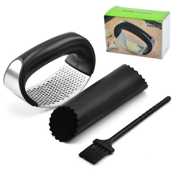 Stainless Steel Garlic Mincer Crusher and Peeler Garlic Press Rocker Kitchen Supplies