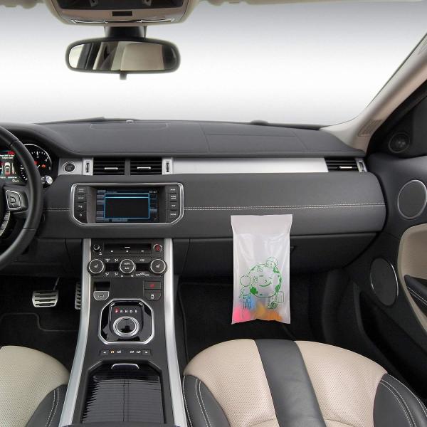 Biodegradable Disposable Car Trash Bags PLA Self Adhesive Portable Leak Proof Vomit Bags White Cartoon Trash Bags