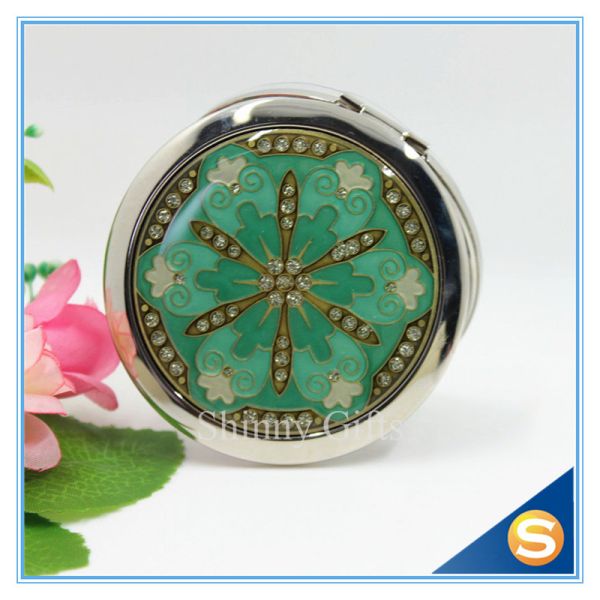 Shinny Gifts Metal Compact MirrorJeweled Makeup Pocket Mirror Custom Cosmetic Mirror