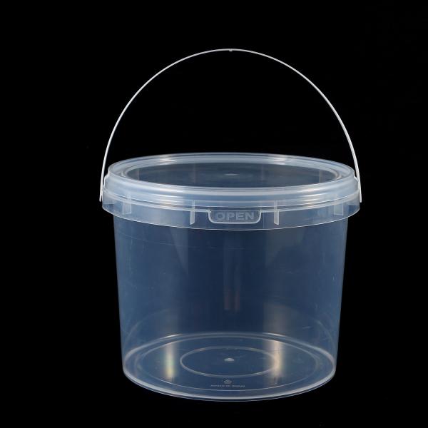 Clear Bucket With Lids - Plastic Food Storage Containers, Airtight Screw-On Lids - Freezer Safe Ice Cream Bucekts, Food Grade Reusable Containers For Kitchen