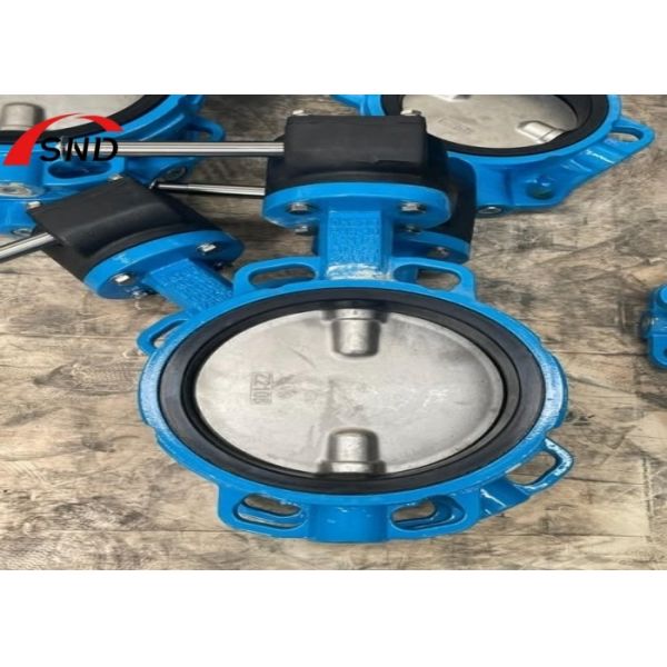 Válvula de mariposa tipo oblea manual Dn150 de hierro dúctil, válvula BF personalizada