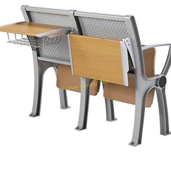 Plywood Metal University College Classroom Furniture / Foldable School Desk And Chair Set