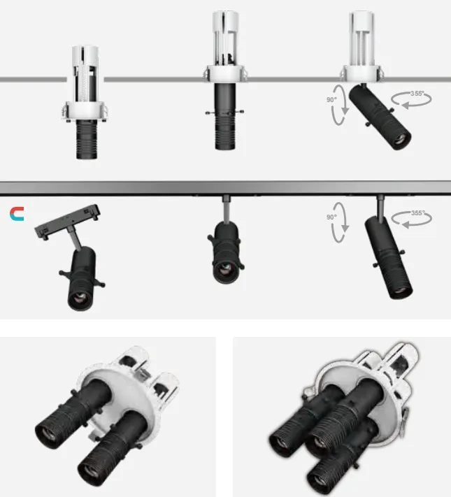 Factory Price Professional-Grade DIP Color Dimmable Smart Control Compatibility Shapeable Projection Track Light for Theaters and Cultural