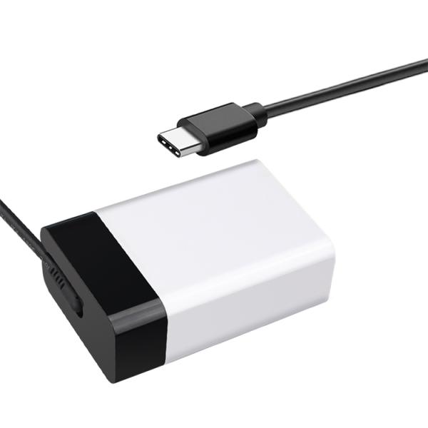 Adaptateur secteur USB-C 60W avec câble fixe, chargeur mural Type-C haute vitesse pour ordinateur portable, tablette et smartphone