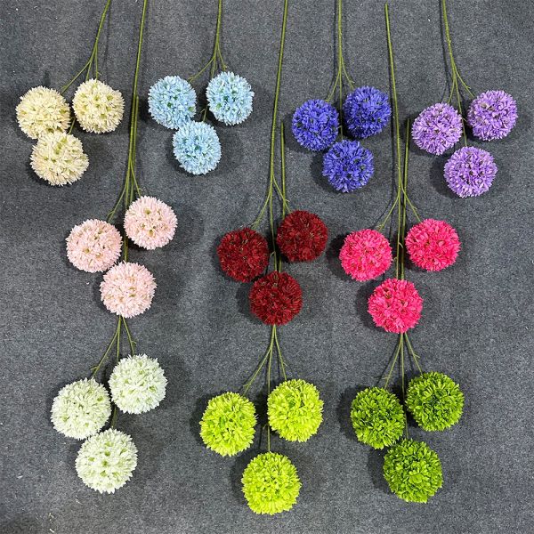Pompom simulation faux flower bouquet for wedding floor arrangement, high-end decorative landscaping for wedding setup