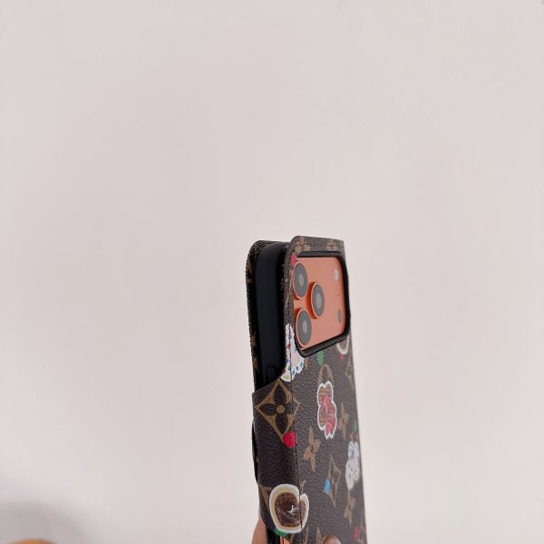 LV Left and Right Card Slot Leather Case for iPhone 17 Pro Max