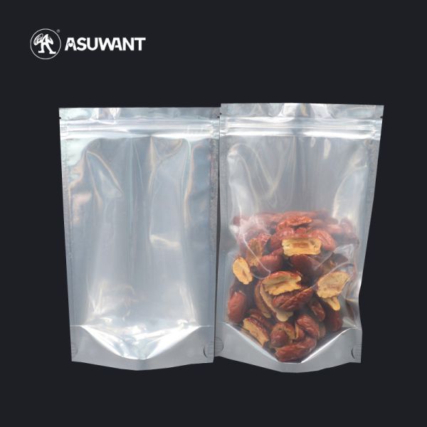 Resealable Stand Up Ziplock Bags Clear Mylar Biodegradable Packaging Bags CMYK Color