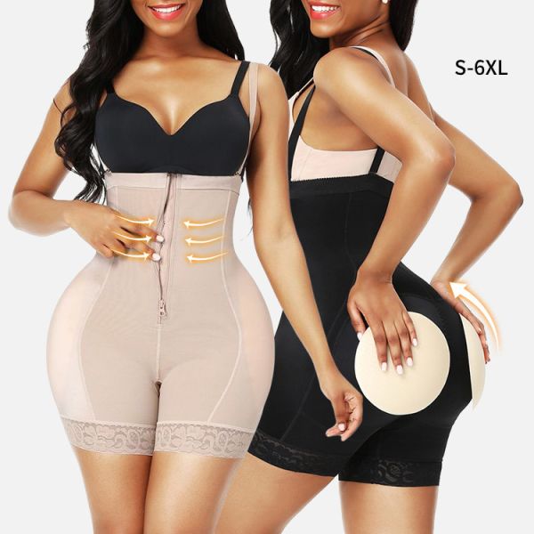 Vêtements de forme de contrôle moyen en spandex/nylon, rembourrage de hanche,