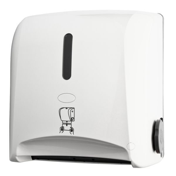 White color, ABS Plastic, Mechanical Auto Cut Roll Paper Towel Dispenser for 20cm wide roll
