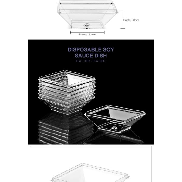 2019 new products disposable plastic tableware square sauce dish