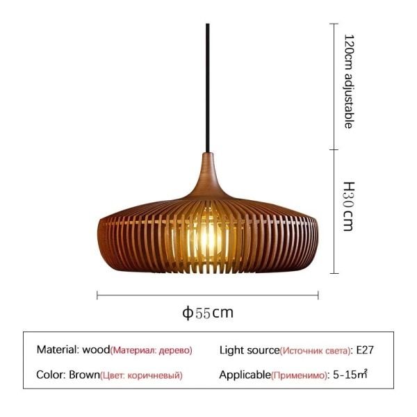 Dining Table Lighting Fixtures Bedroom Home Retro Art Designer Led Wooden Pendant Light(WH-WP-140)